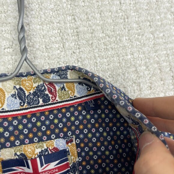 Soul of London Colorful Floral AOP Cotton Semi-Fitted Shirt Men’s XL 17.5 Dress - Picture 7 of 14